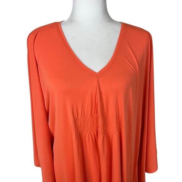 Natori Orange Tunic Cover Up Top V-Neck Small Medium - Picture 2 of 7